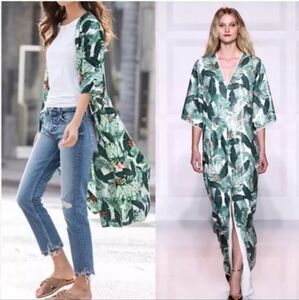 $150 NWT Rachel Zoe Palm Print Duster Kimono Swim Cover (OS)